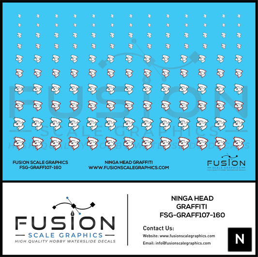 N Scale Ninga Head Graffiti Decal Set