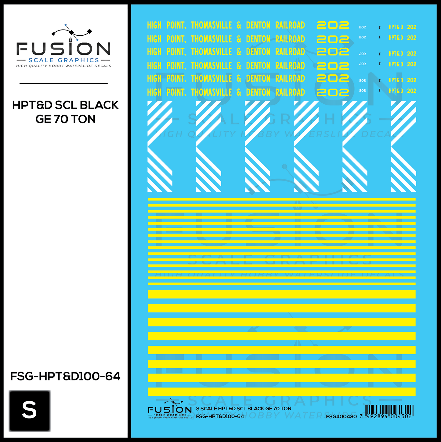 S Scale High Point Thomasville & Denton Railroad SCL Black GE 70 Ton Switcher Locomotive Decal Set