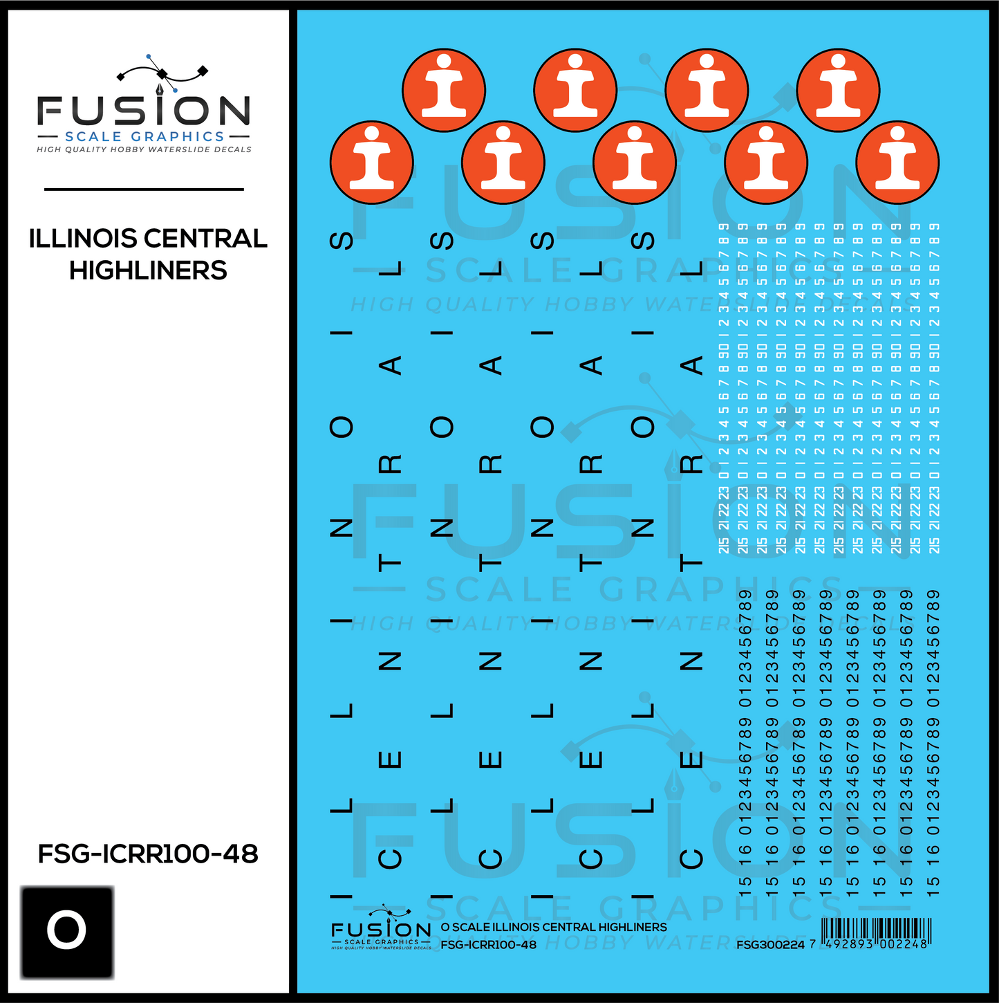O Scale Illinois Central Railroad Highliner Decal Set
