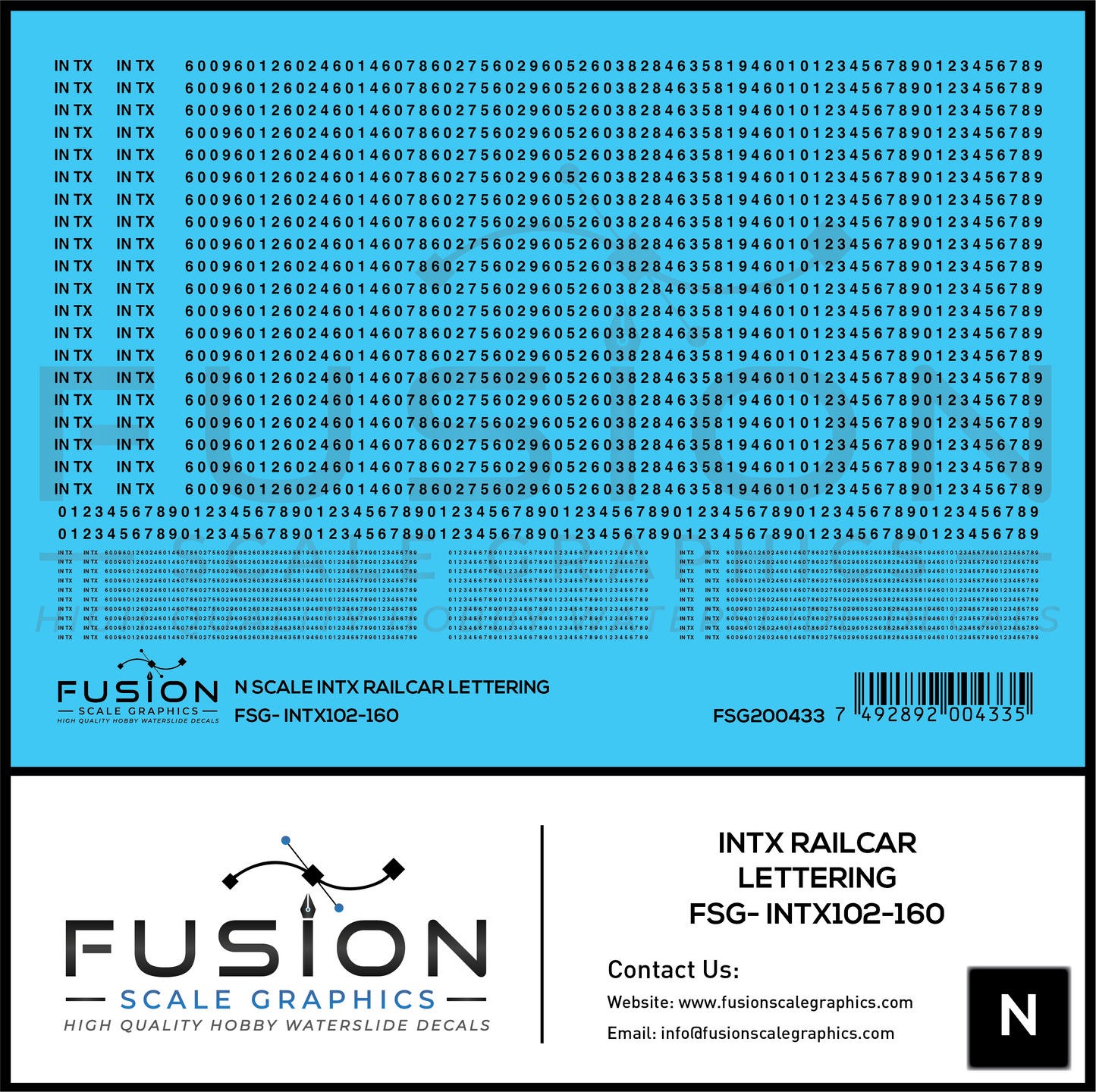 N Scale INTX Railcar Lettering Decal Set
