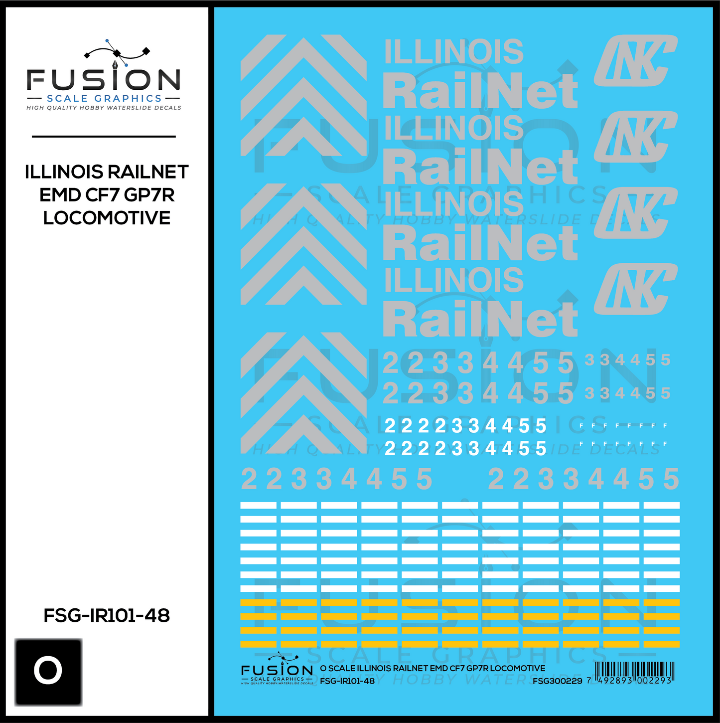 O Scale Illinois Railnet EMD CF7 GP7R Locomotive Decal Set