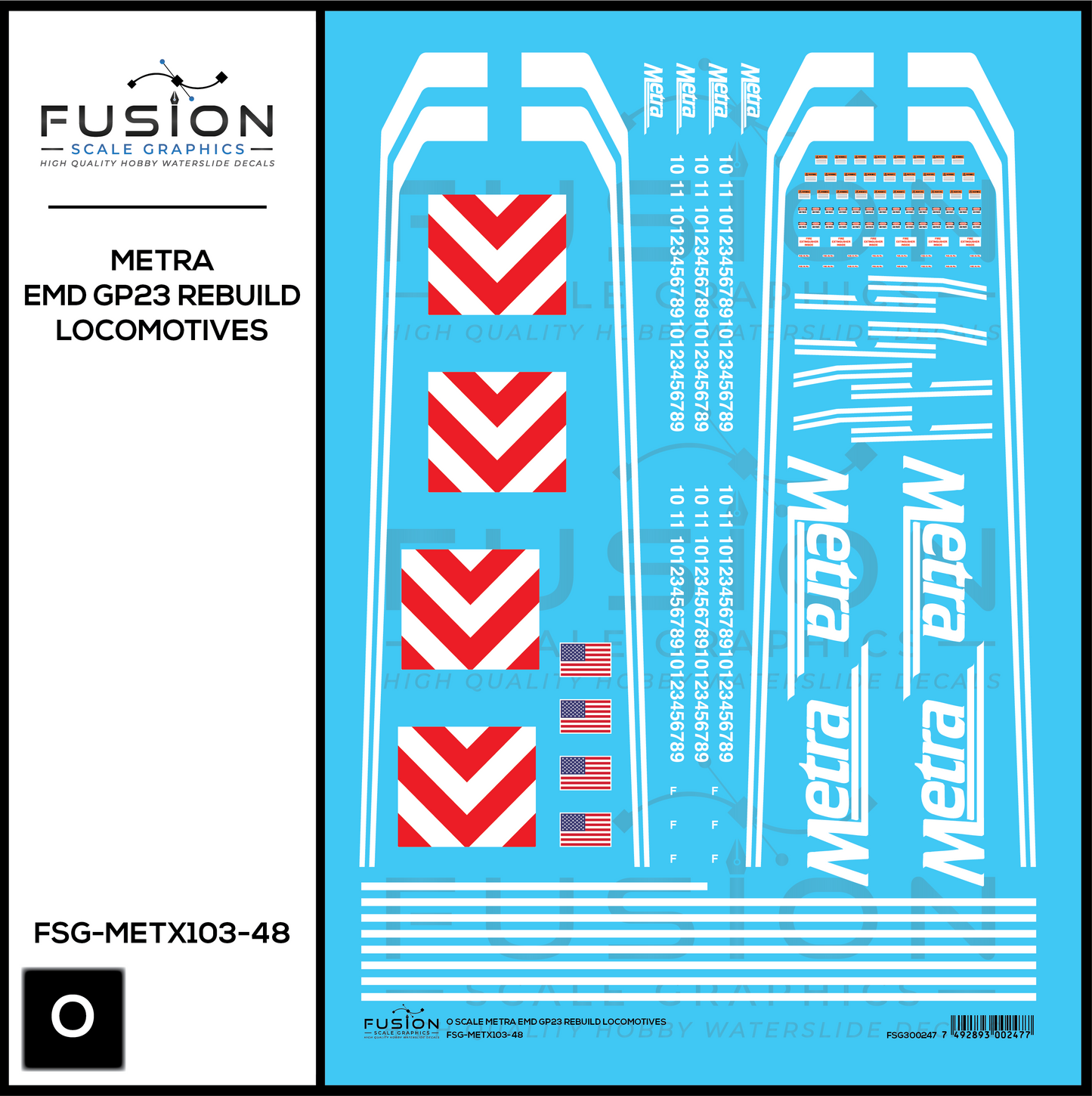 O Scale Metra EMD GP23 Rebuild Locomotives Decal Set