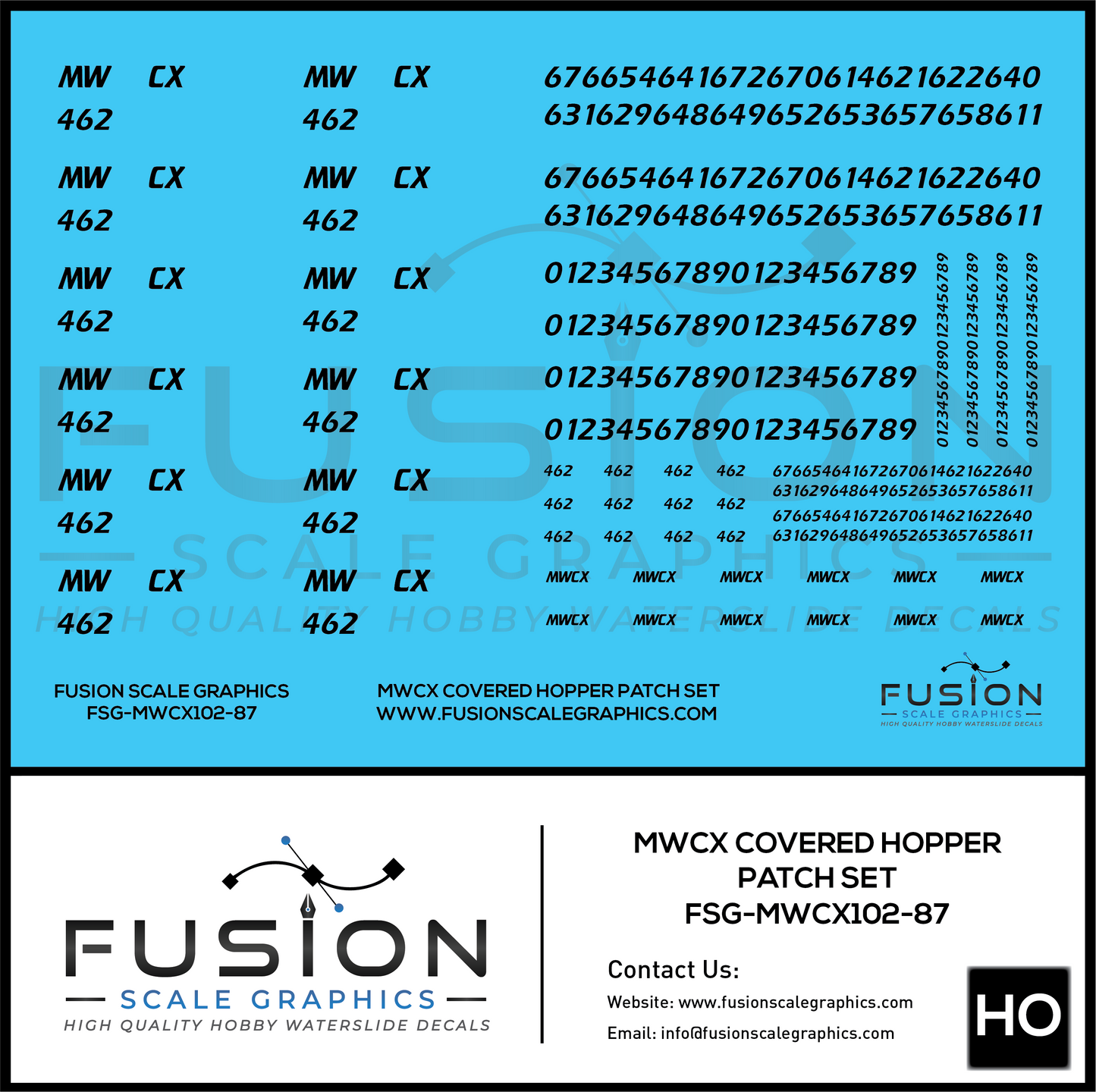 HO Scale MWCX Covered Hopper Patching Decal Set