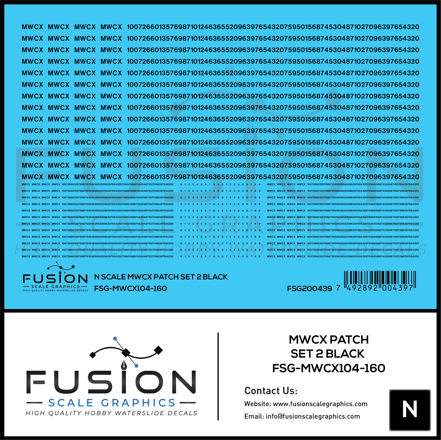 N Scale MWCX Freight Car Patching Decal Set 2 Black