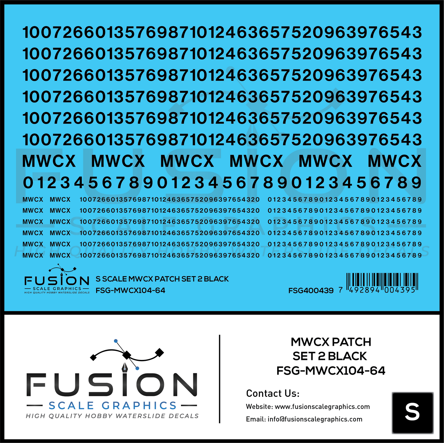 S Scale MWCX Freight Car Patching Decal Set 2 Black