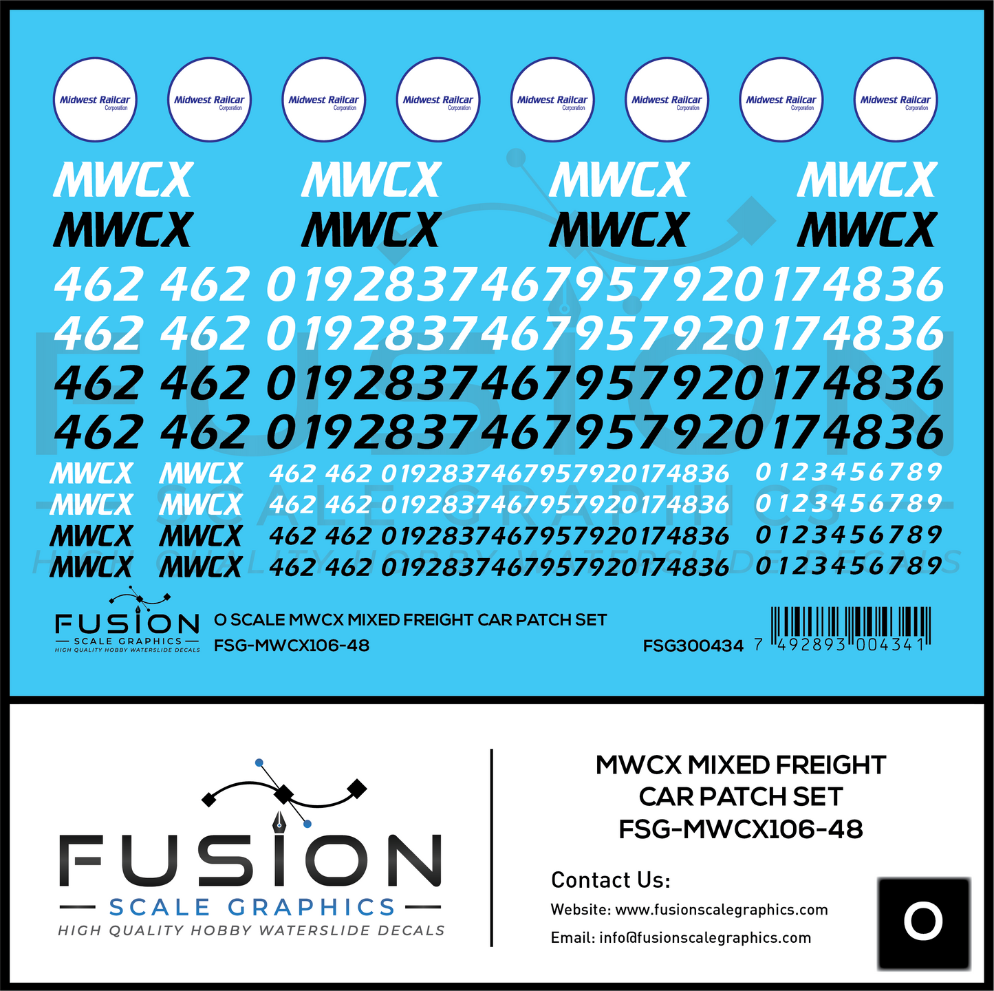 O Scale MWCX Mixed Freight Car Patching Decal Set