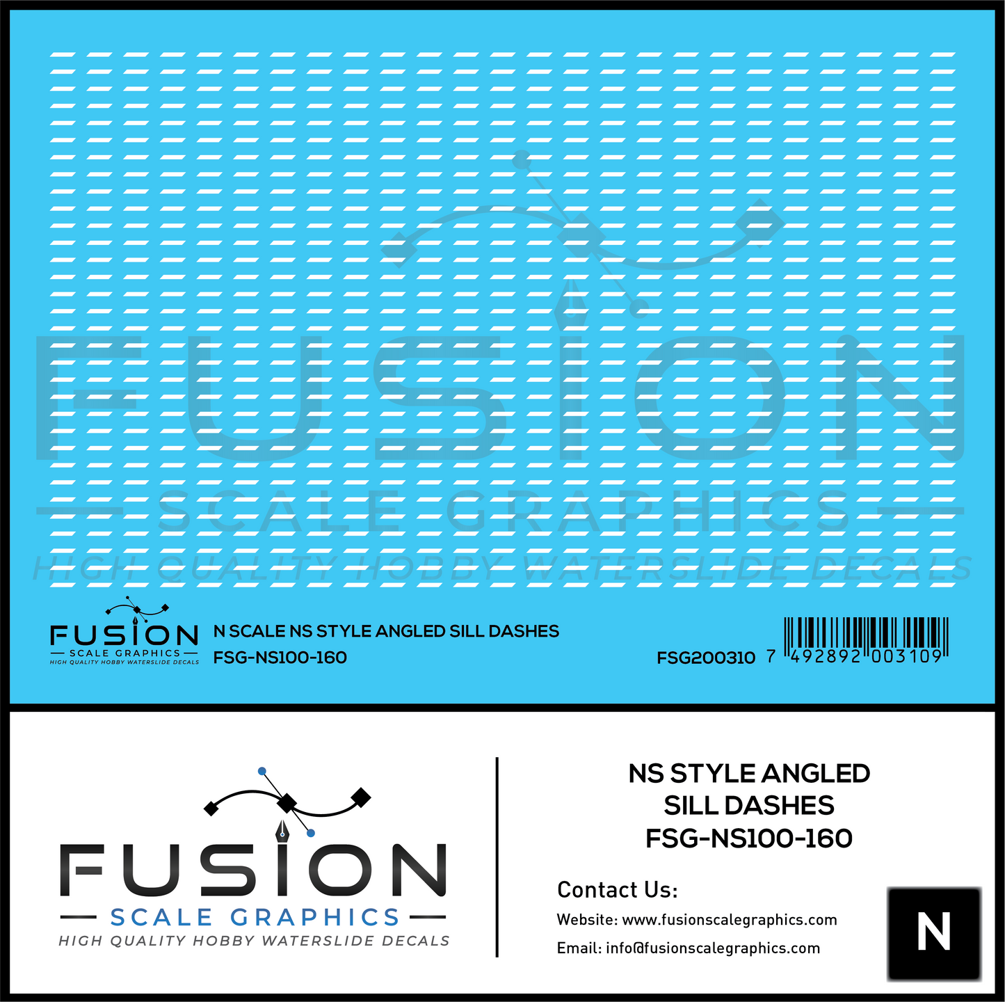 N Scale Norfolk Southern Angled Sill Dashes Decal Set