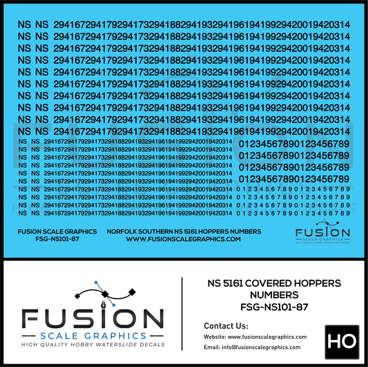 HO Scale Norfolk Southern 5161 NS Covered Hoppers Numbering Decal Set For Intermountain HO Scale Freight Cars