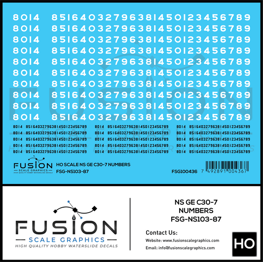 HO Scale Norfolk Southern GE C30-7 Locomotive Renumber Decal Set