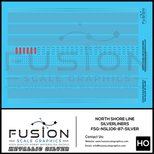 Metallic Silver N Scale Chicago North Shore & Milwaukee Silverliners Decal Set