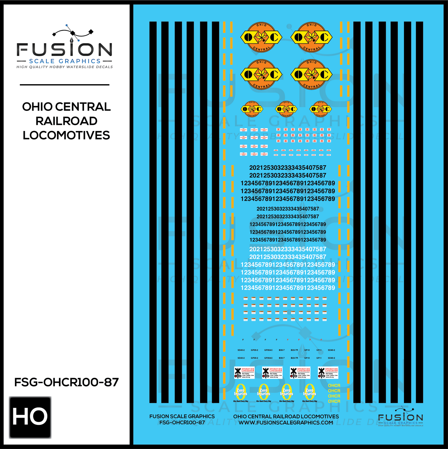 Ohio Central Railroad Locomotive Decal Set