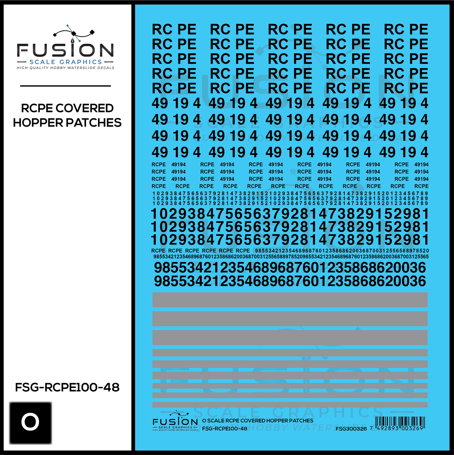 O Scale RCPE Covered Hopper Patch Decal Set