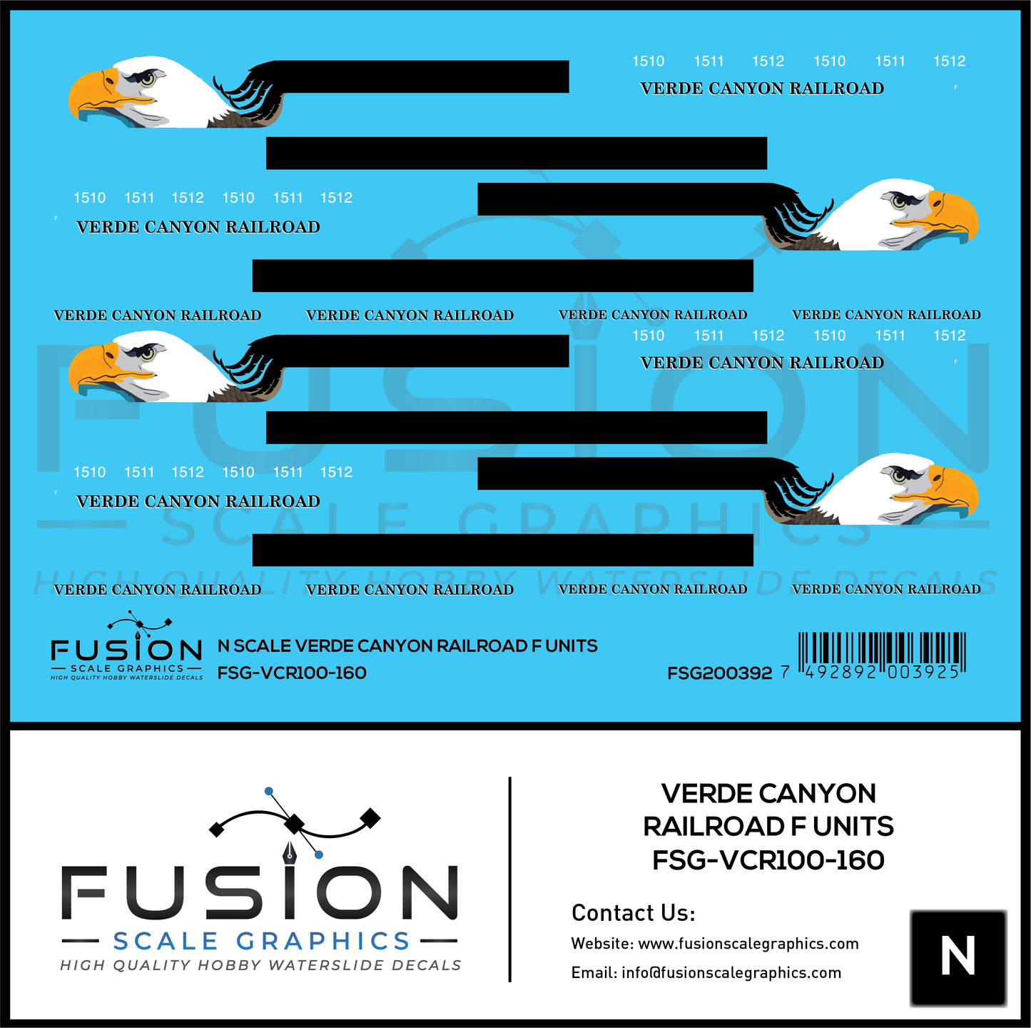 N Scale Verde Canyon Railroad F Unit Locomotives Decal Set
