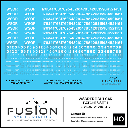 HO Scale Wisconsin & Southern WSOR White Freight Car Patching Decal Set V1