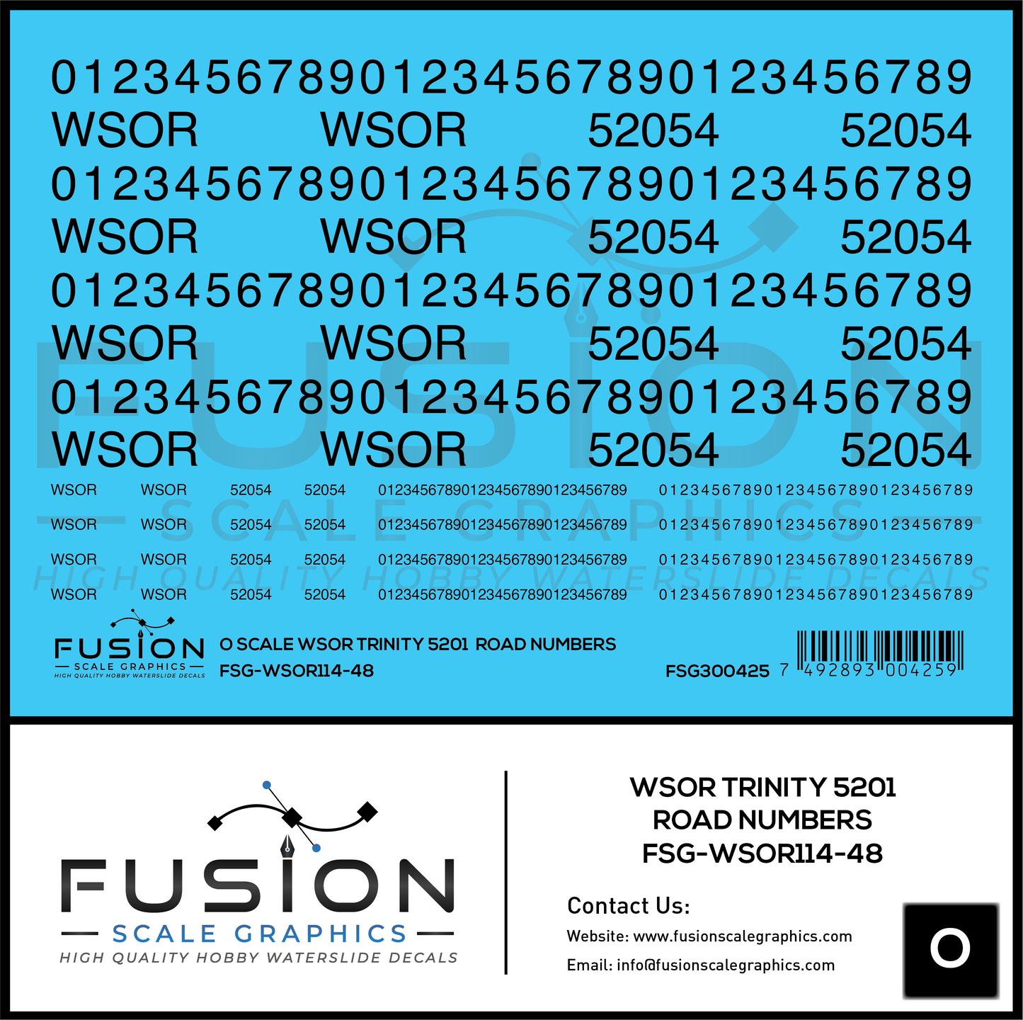 O Scale Wisconsin Southern Trinity 5201 Road Numbers Decal Set
