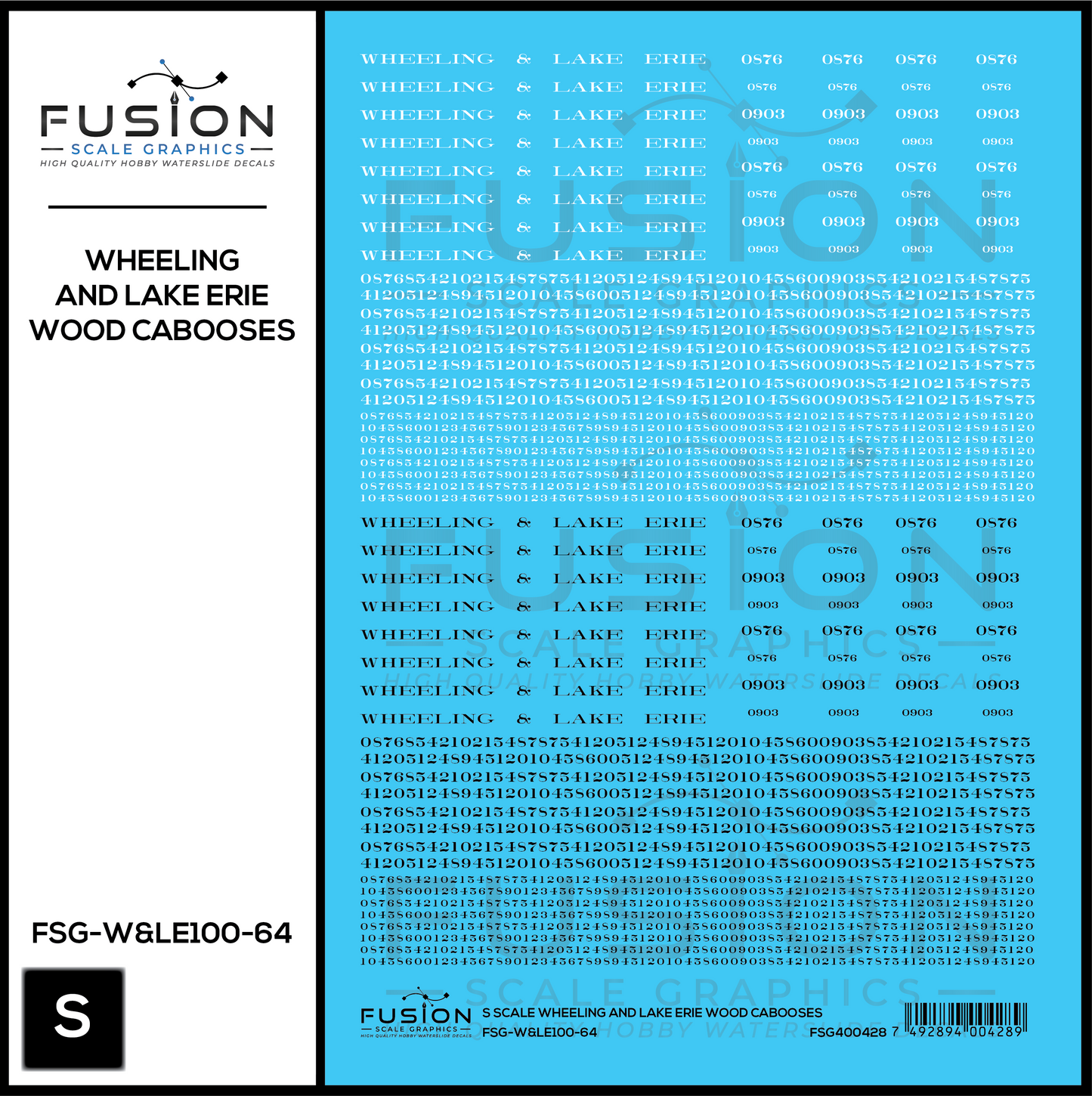 S Scale Wheeling & Lake Erie Wood Cabooses Decal Set