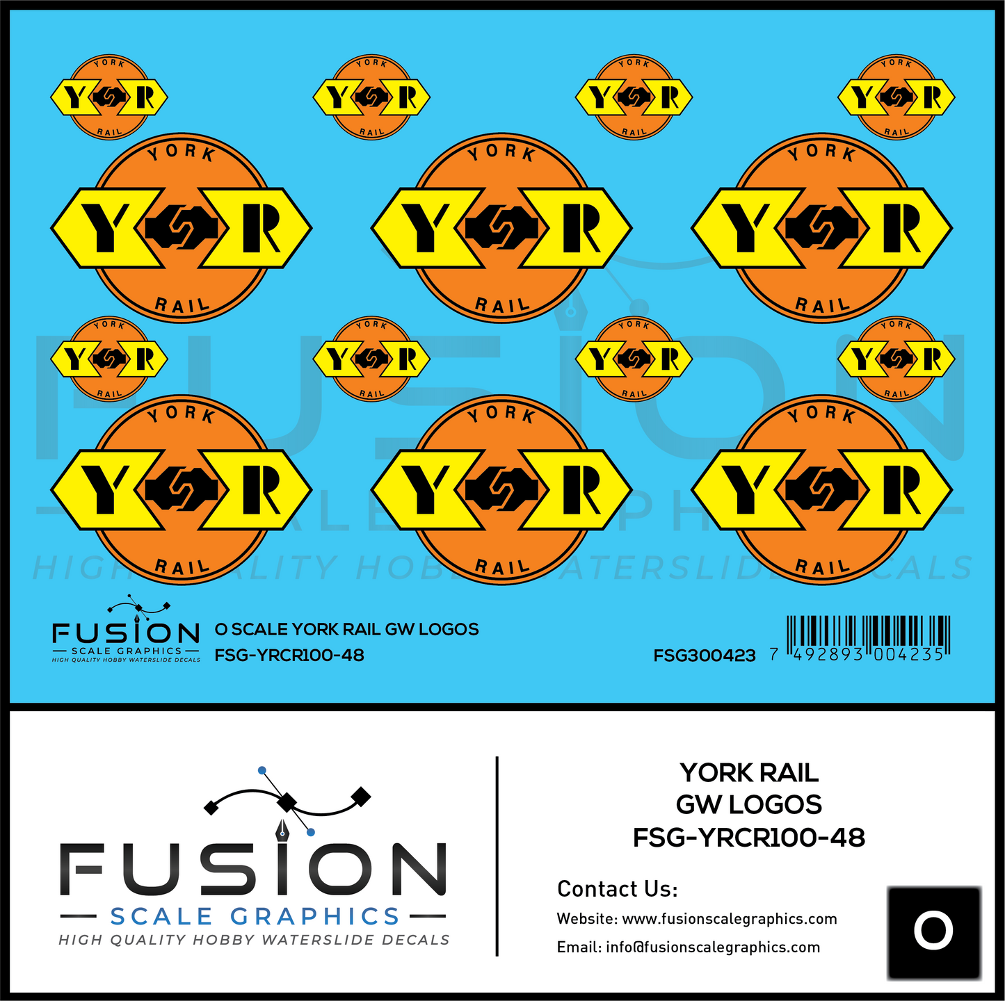 O Scale York Rail GW Logos Decal Set