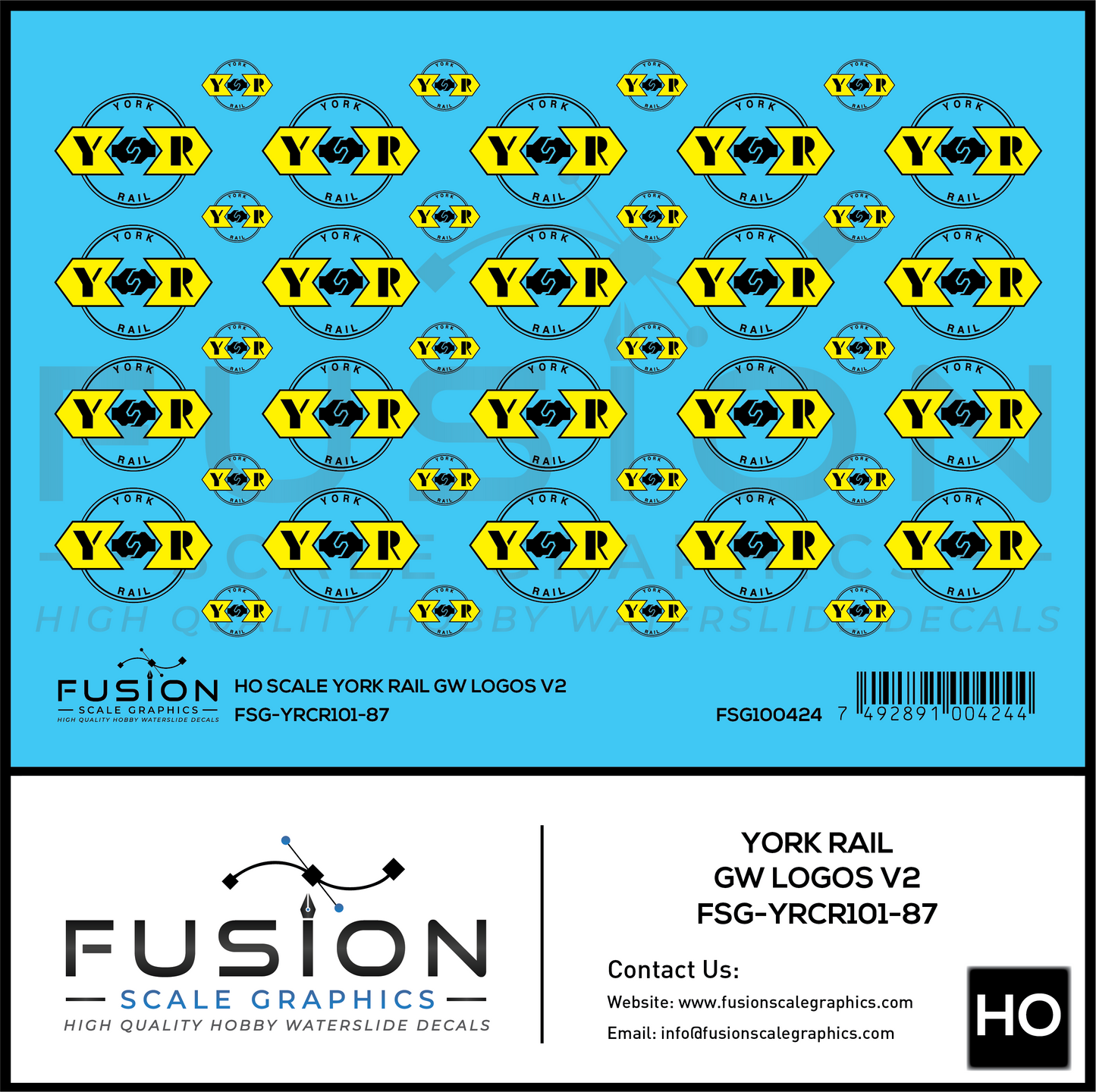 HO Scale York Rail GW Logos V2 Decal Set
