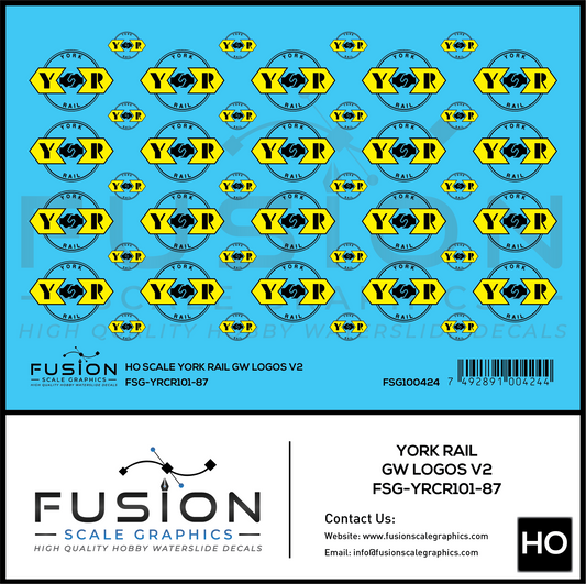 HO Scale York Rail GW Logos V2 Decal Set