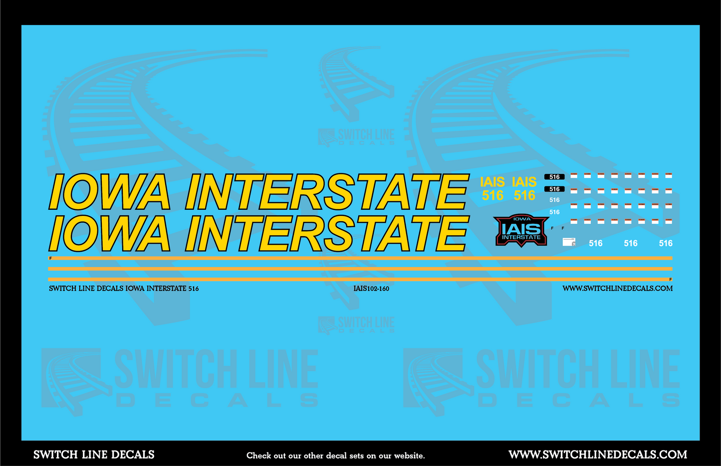 N Scale Iowa Interstate 516 Locomotive Decal Set