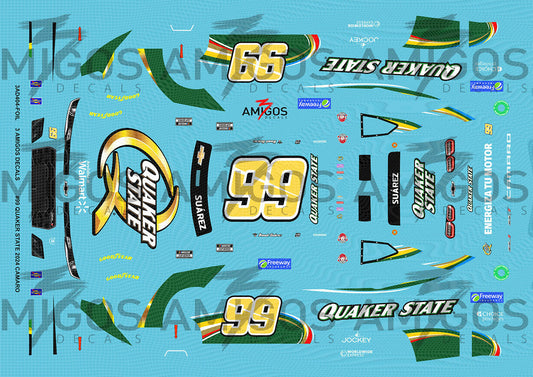 3 Amigos Decals #99 QUAKER STATE 2024 CAMARO WITH GOLD FOIL NUMBERS 1:24 DECAL SET
