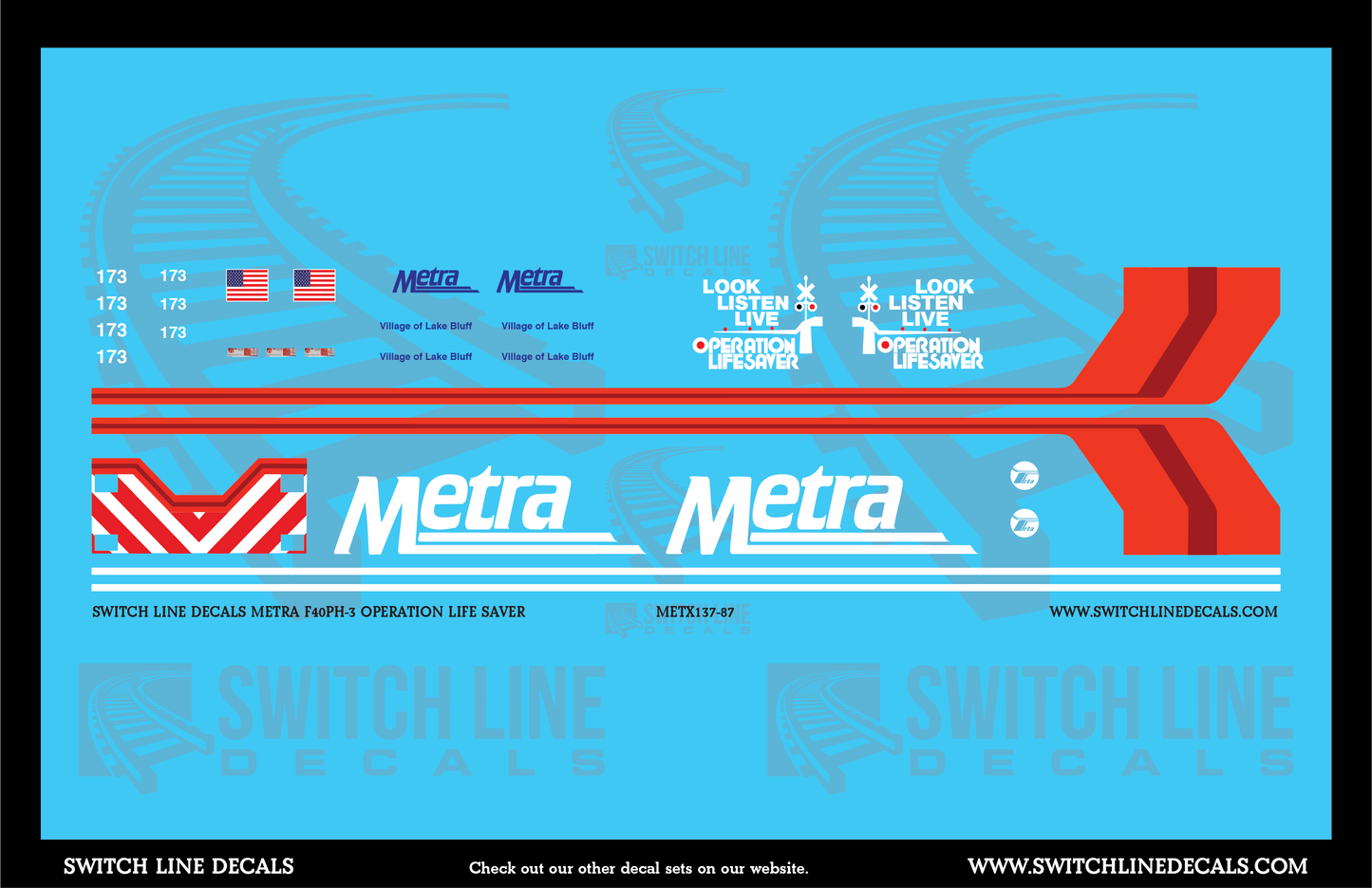 HO Scale Metra F40PH-3 Operation Life Saver Locomotive Decal Set