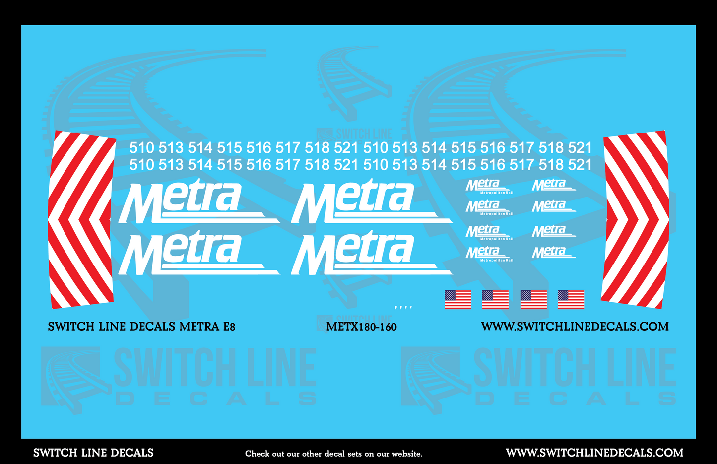 N Scale Metra E8 Locomotive Decal Set