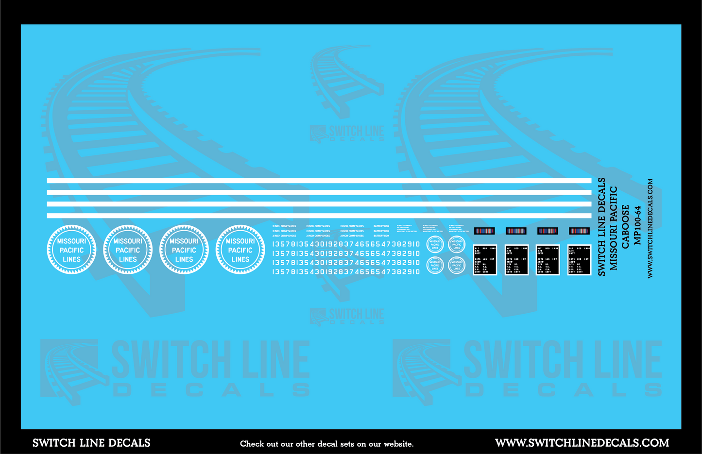S Scale Missouri Pacific Extended Vision Caboose Decal Set