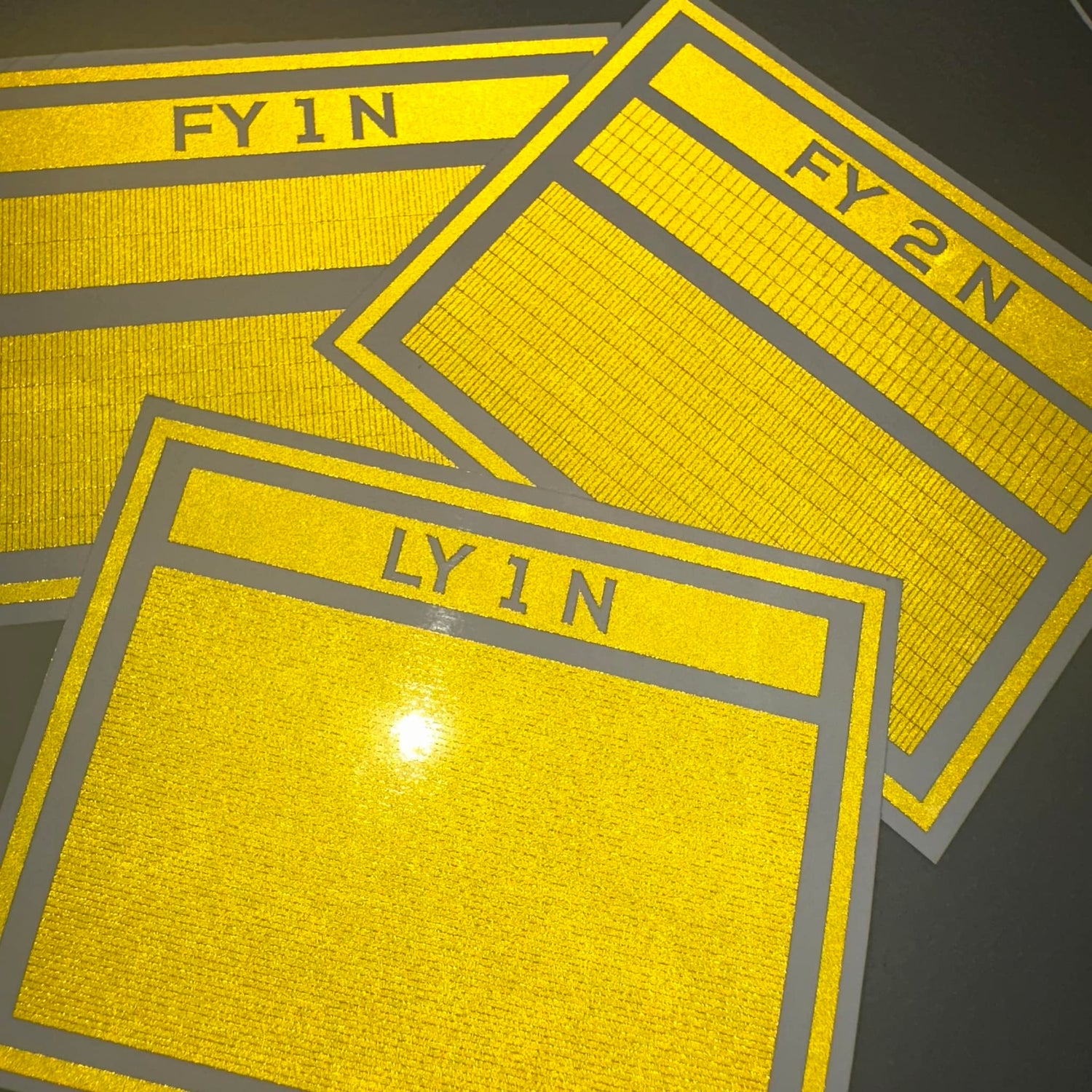 HO Scale Railroad Freight Car Bright Yellow Reflective Markings Set - Smokebox Graphics Discontinued 3 Pack Reflectors Fusion Scale Graphics N Scale