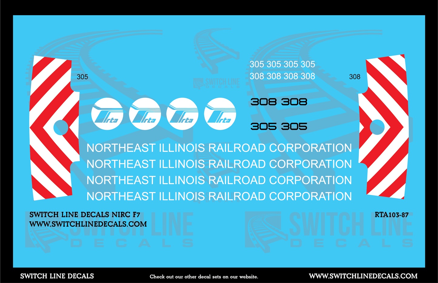 HO Scale NIRC F7 Locomotive Decal Set