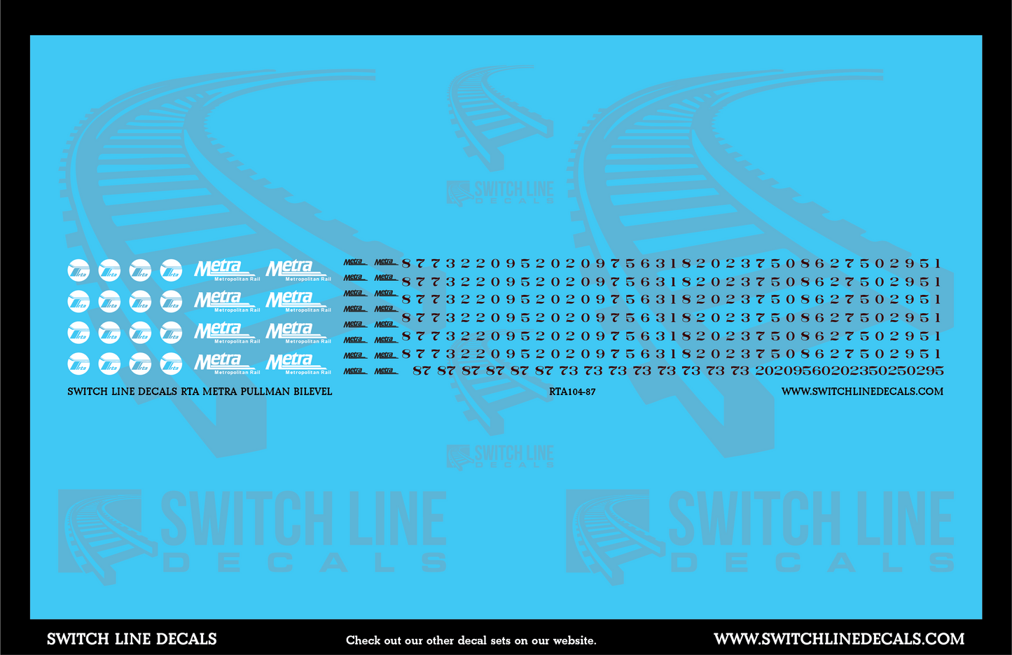 HO Scale RTA/Metra Patch Pullman Bilevel Decal Set