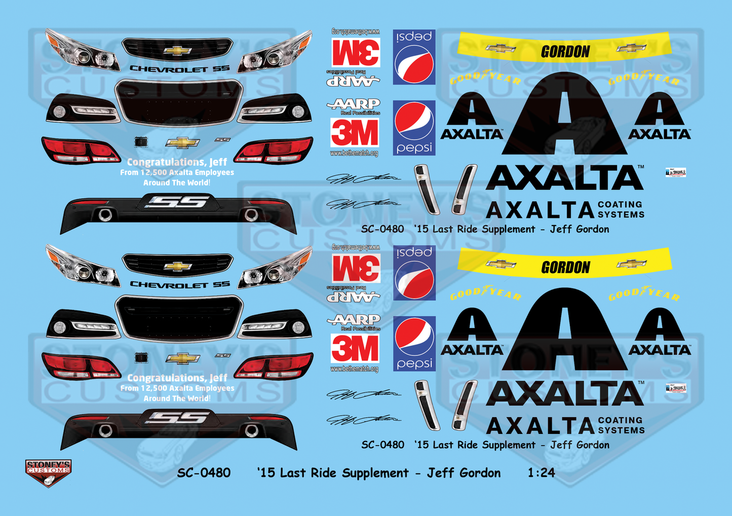 Stoney's Customs 2015 #24 Last Ride Supplement - Jeff Gordon 1:24 Decal Set