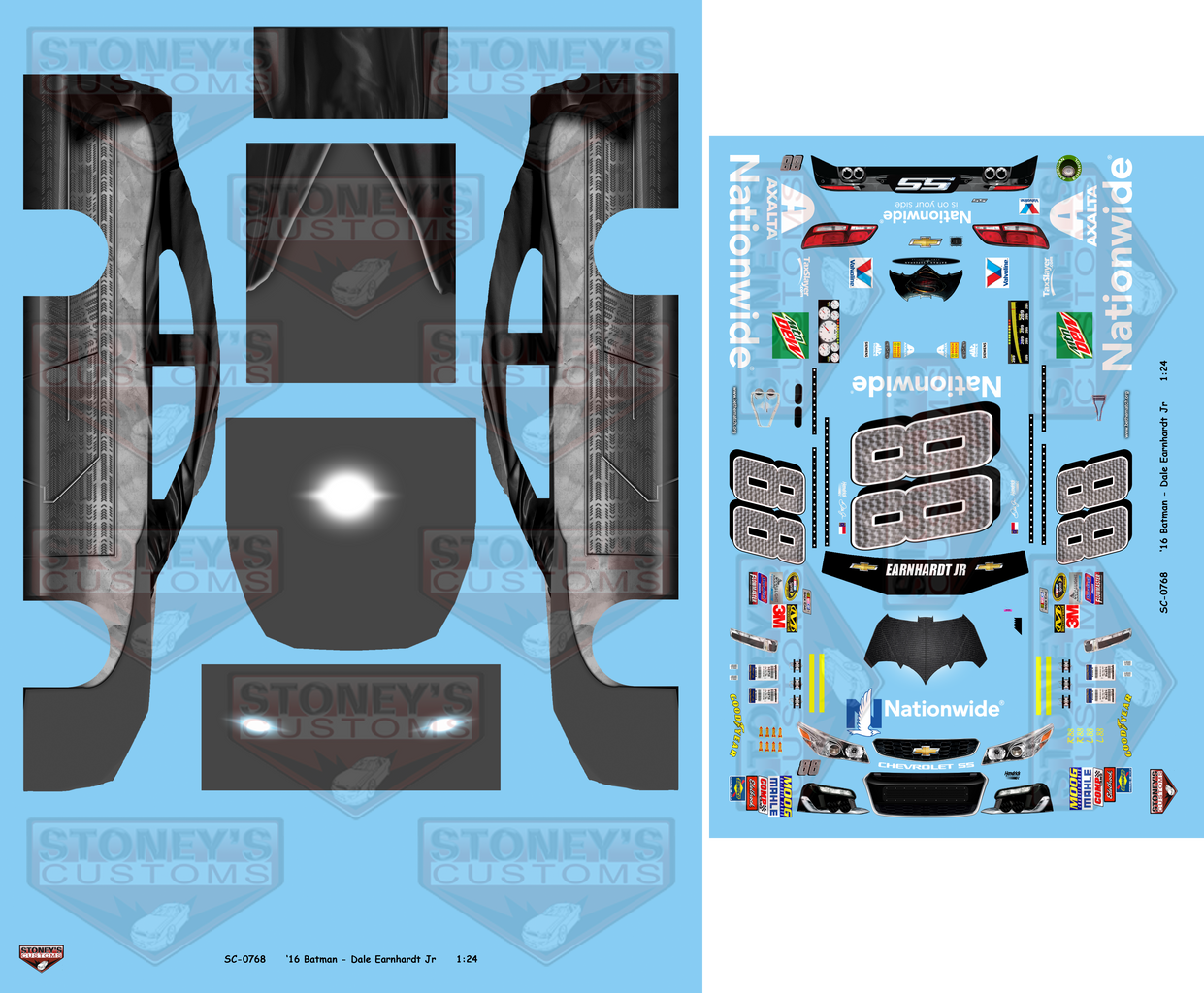 Stoney's Customs 2016 Batman - Dale Earnhardt Jr 1:24 Decal Set