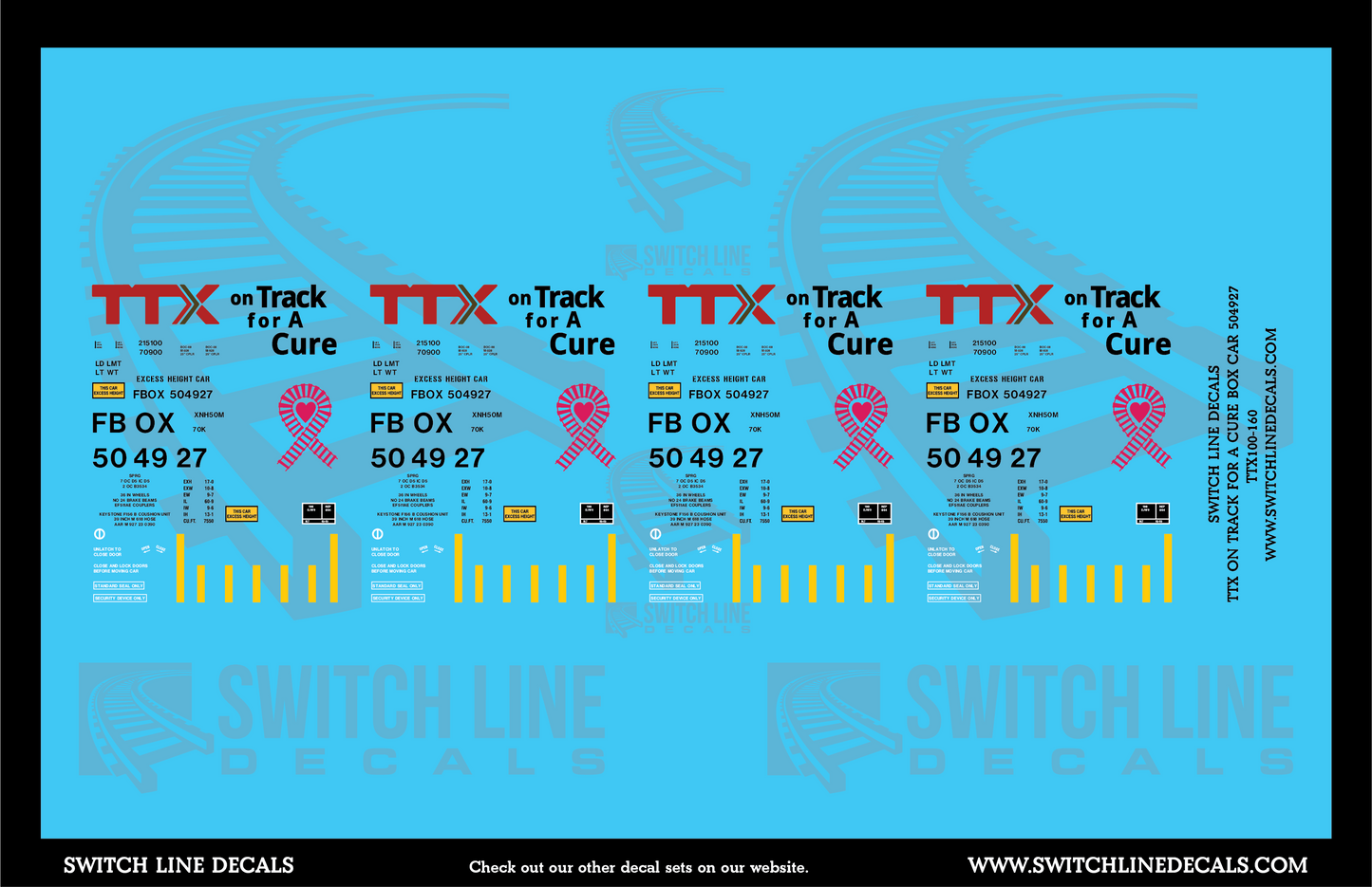 N Scale TTX On Track For A Cure Box Car 504927 Decal Set