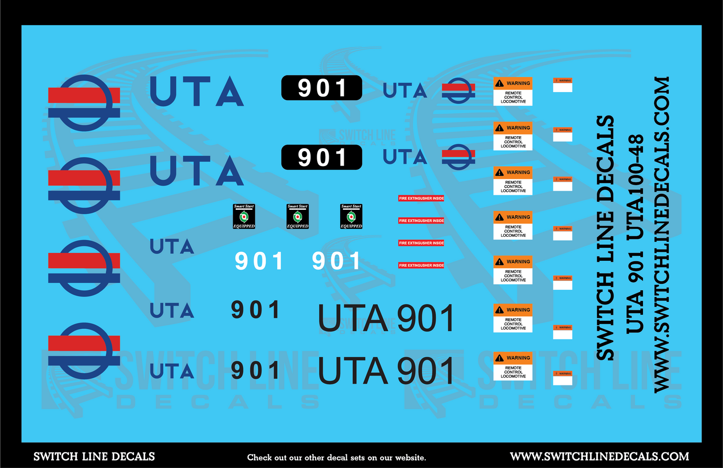 O Scale UTA 901 Locomotive Decal Set
