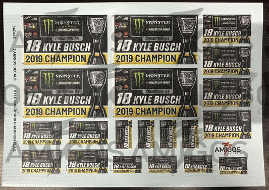 3 Amigos Decals 2019 KYLE BUSCH CHAMPIONSHIP FLAGS Decal Set