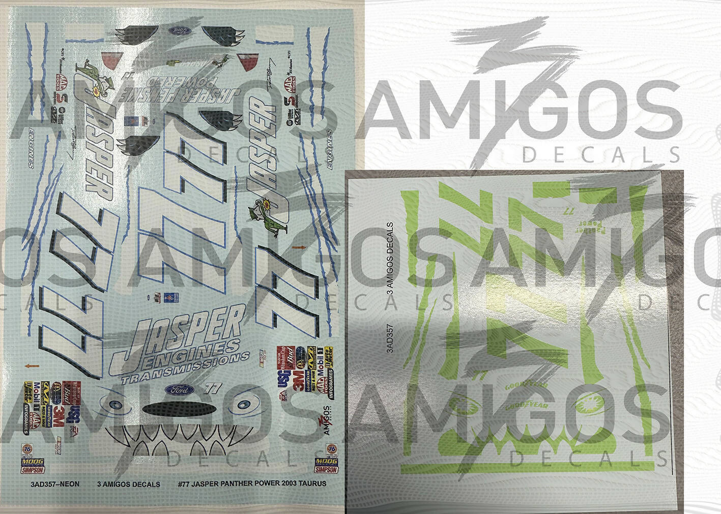 3 Amigos Decals #77 JASPER ENGINES PANTHER POWER 2003 TAURUS Decal Set 1:24