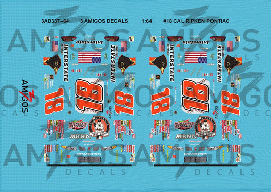 1:64 3 Amigos Decals #18 CAL RIPKEN PONTIAC Decal Set