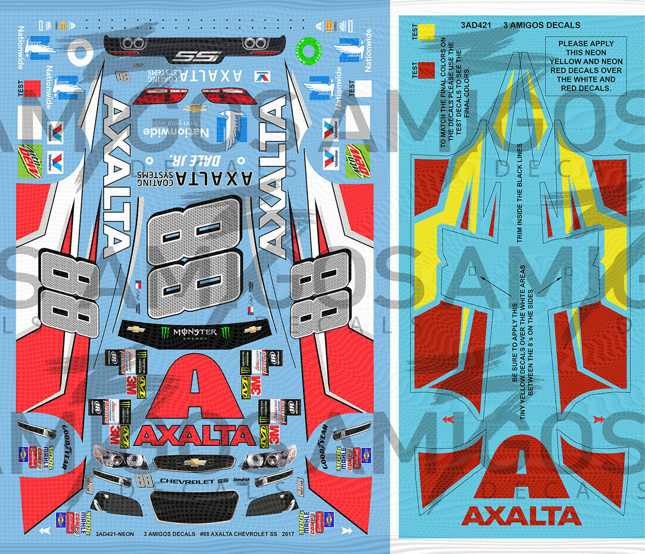 3 Amigos Decals #88 AXALTA CHEVROLET SS MARTINSVILLE 2017 Decal Set 1:24