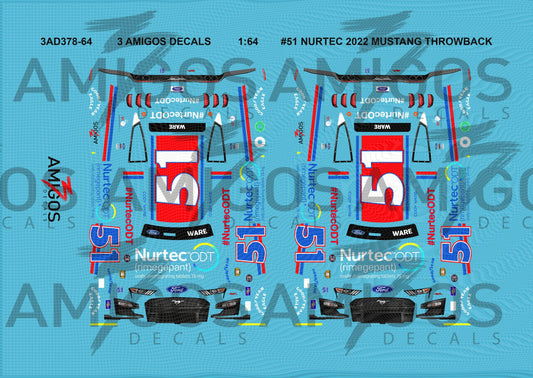 1:64 3 Amigos Decals #51 NURTEC 2022 MUSTANG Decal Set