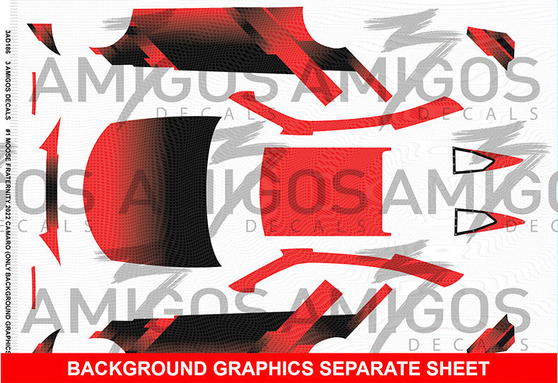 3 Amigos Decals 1:24 #1 MOOSE FRATERNITY (ONLY BACKGROUND GRAPHICS SHEET)