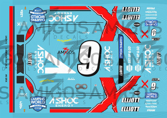 3 Amigos Decals #9 CHASE ELLIOTT SRX 1/24 Decal Set - 1