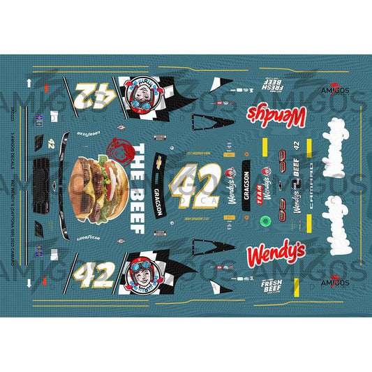 3 Amigos Decals #43 WENDY´S 2023 CAMARO (DAYTONA 500) 1:24 DECAL SET