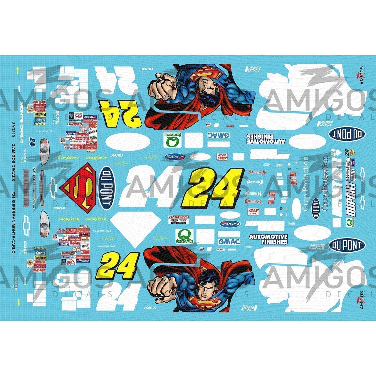 3 Amigos Decals #24 SUPERMAN MONTE CARLO 1:24 DECAL SET