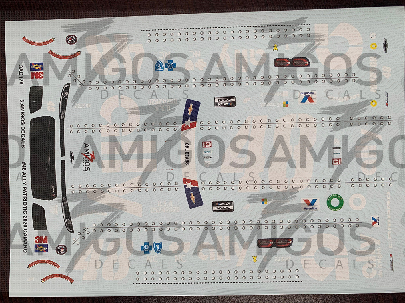 3 Amigos Decals #48 PATRIOTIC 2020 CAMARO 1/24 Decal Set - 2