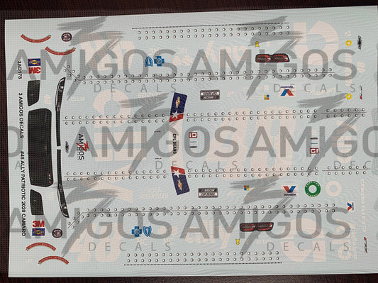 3 Amigos Decals #48 PATRIOTIC 2020 CAMARO 1/24 Decal Set - 2