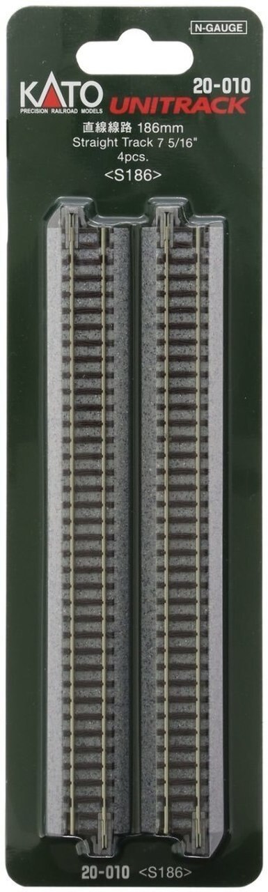 N Scale Kato Unitrack 186MM wood tie straight track 4 pack