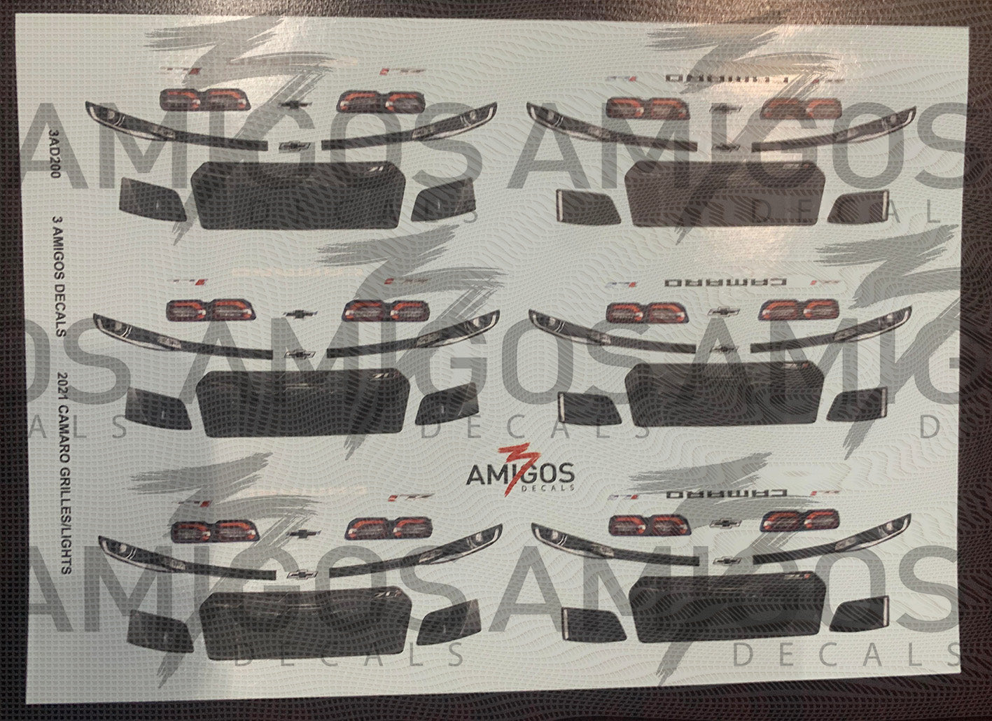3 Amigos Decals 2021 Camaro Grilles and lights Decal Set 1:24