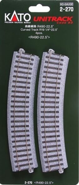 HO Scale Kato Unitrack 19 1/4" curve 490MM wood ties