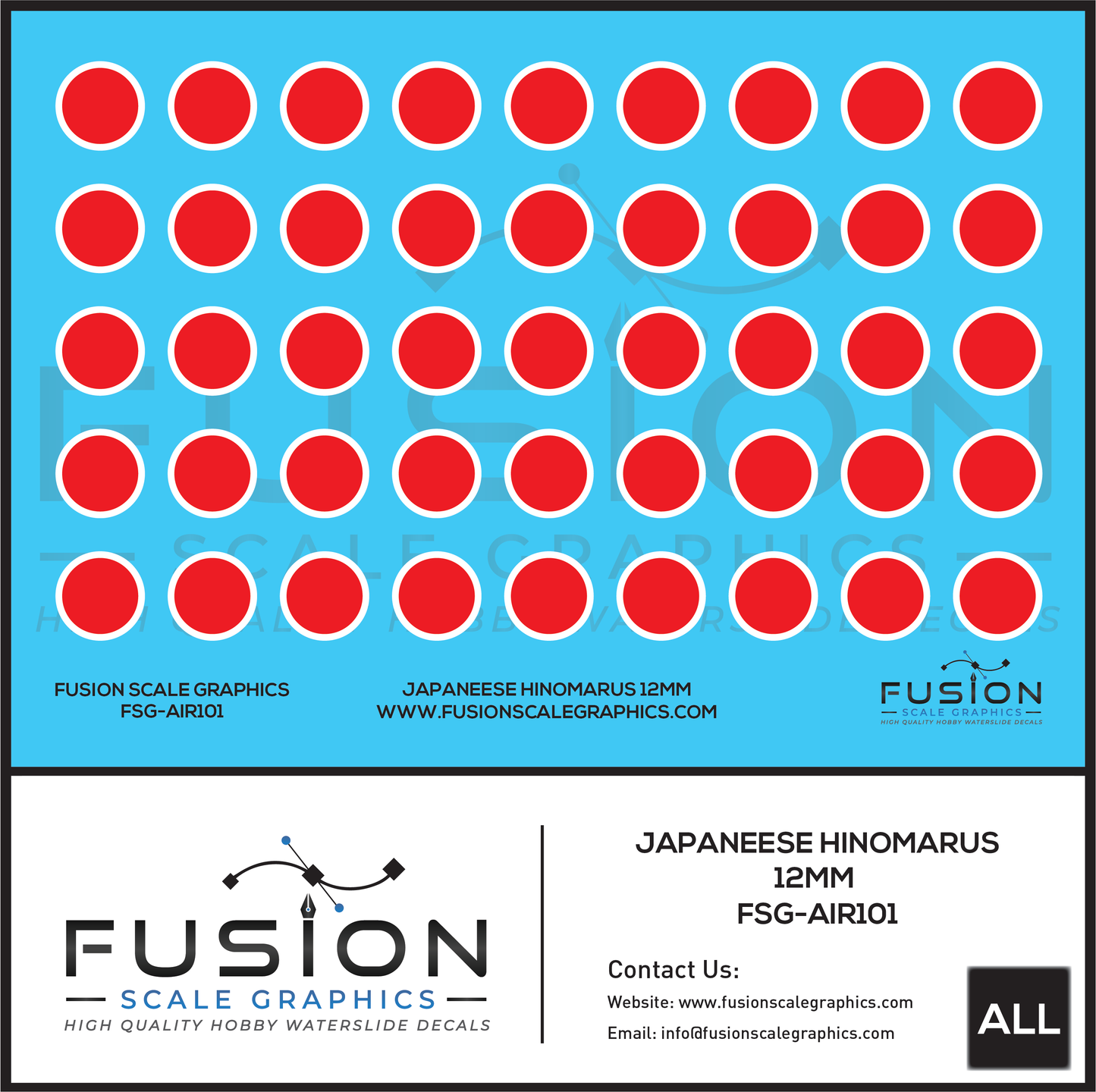 12MM Japaneese Red Hinomarus Decal Set